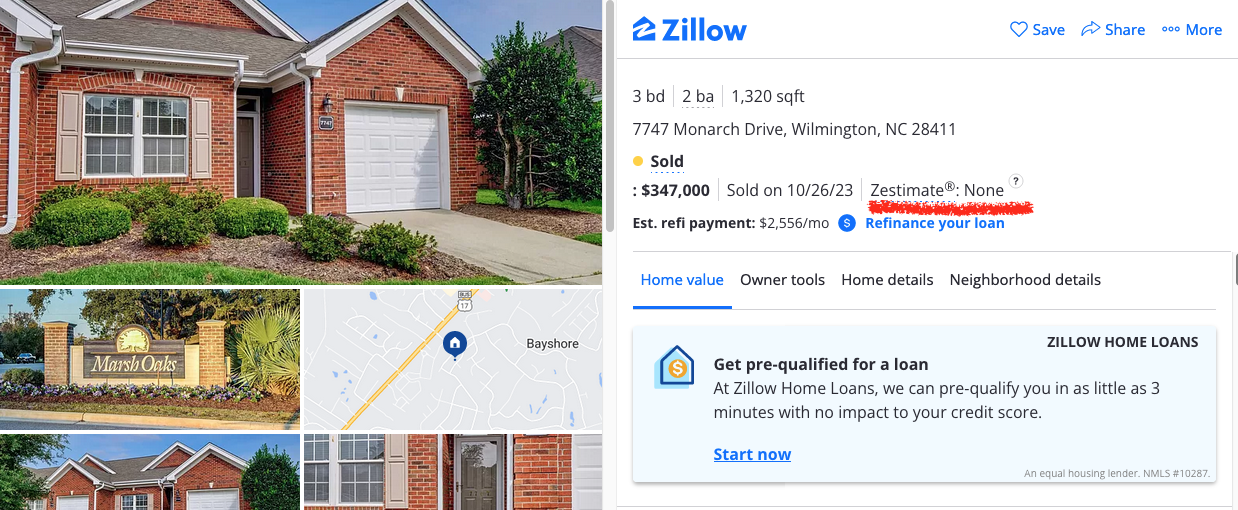 zillow listing with no zestimate